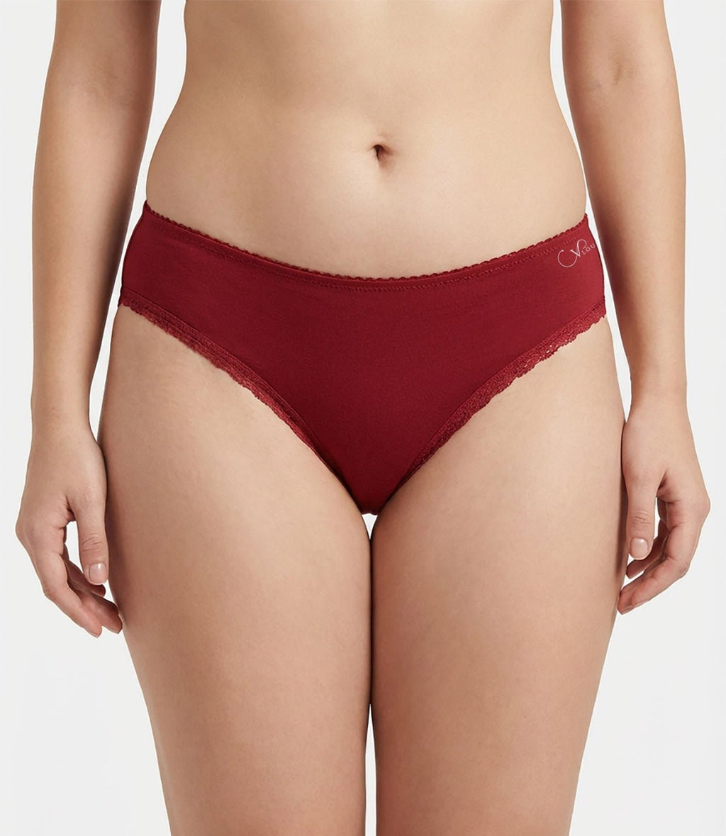 Lace-Trimmed Soft Cotton Mid-Rise Panty for Women