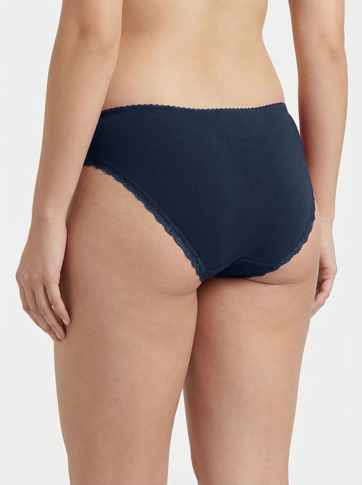 Ultra-Soft Navy Cotton Lace Bikini Panty