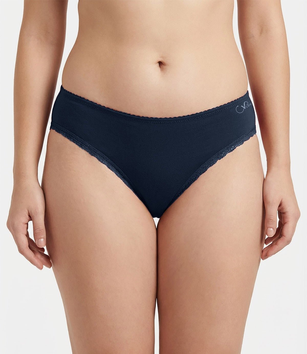 Ultra-Soft Navy Cotton Lace Bikini Panty