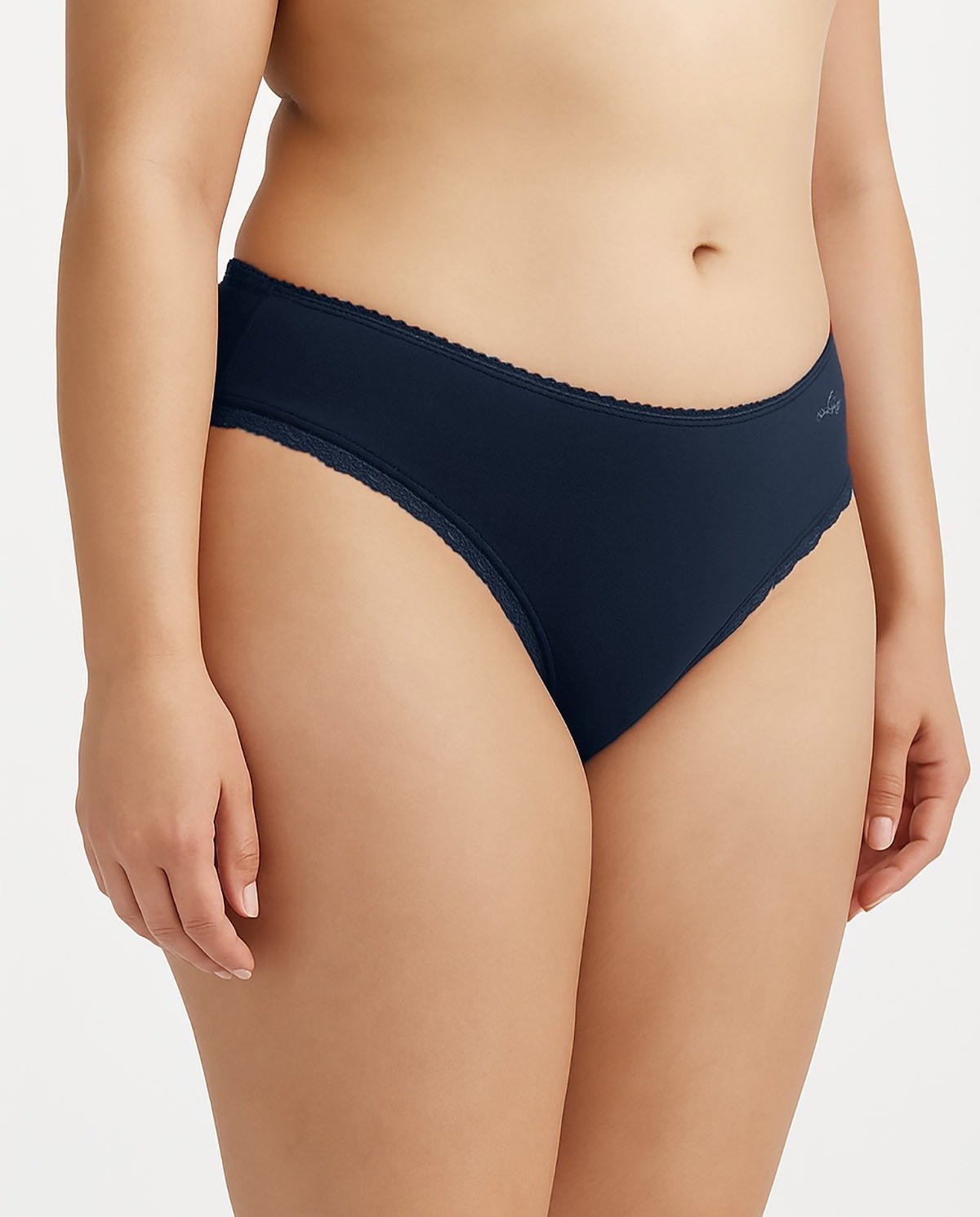 Ultra-Soft Navy Cotton Lace Bikini Panty