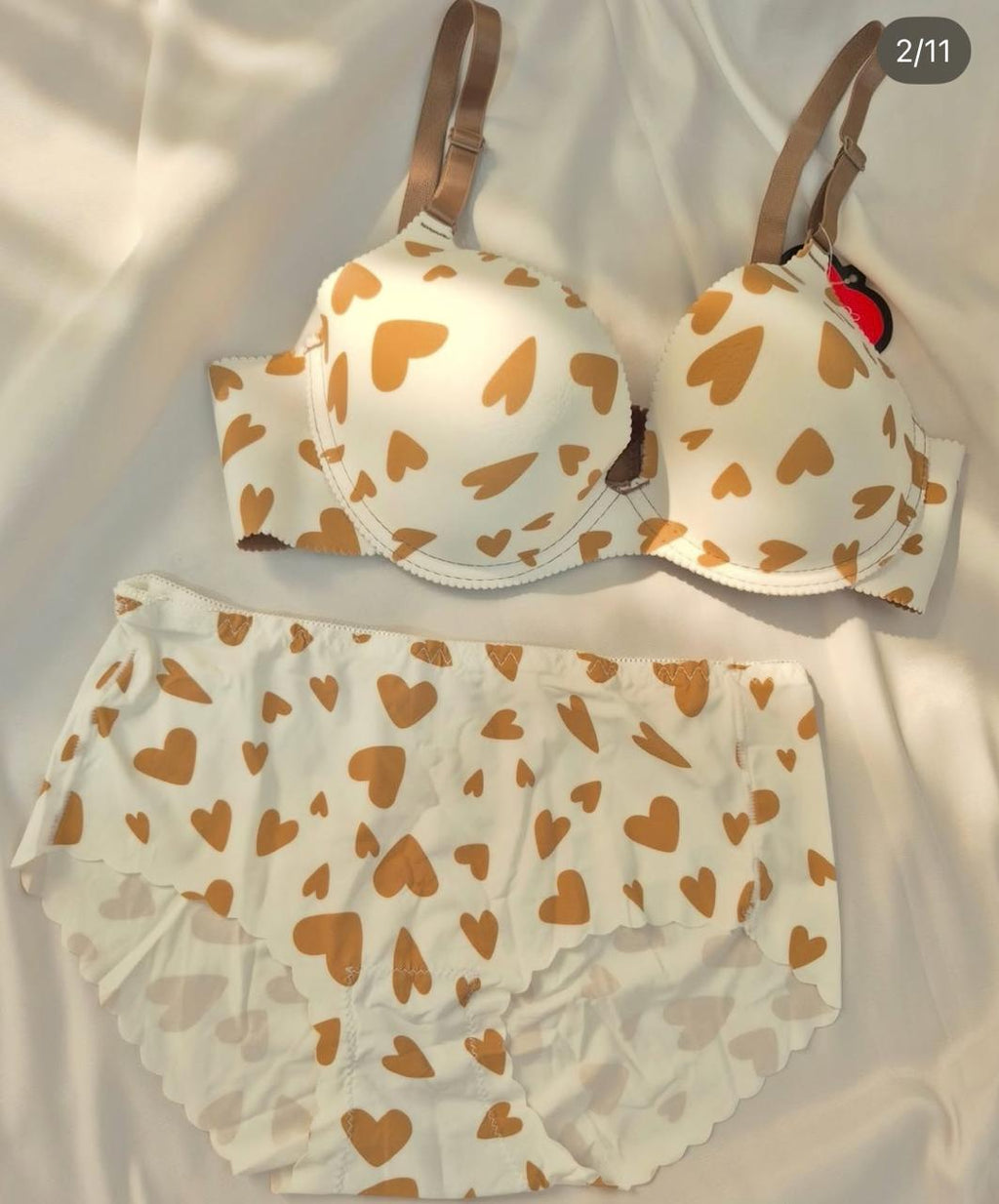 Vloura Women’s Heart Print Bra & Panty Set