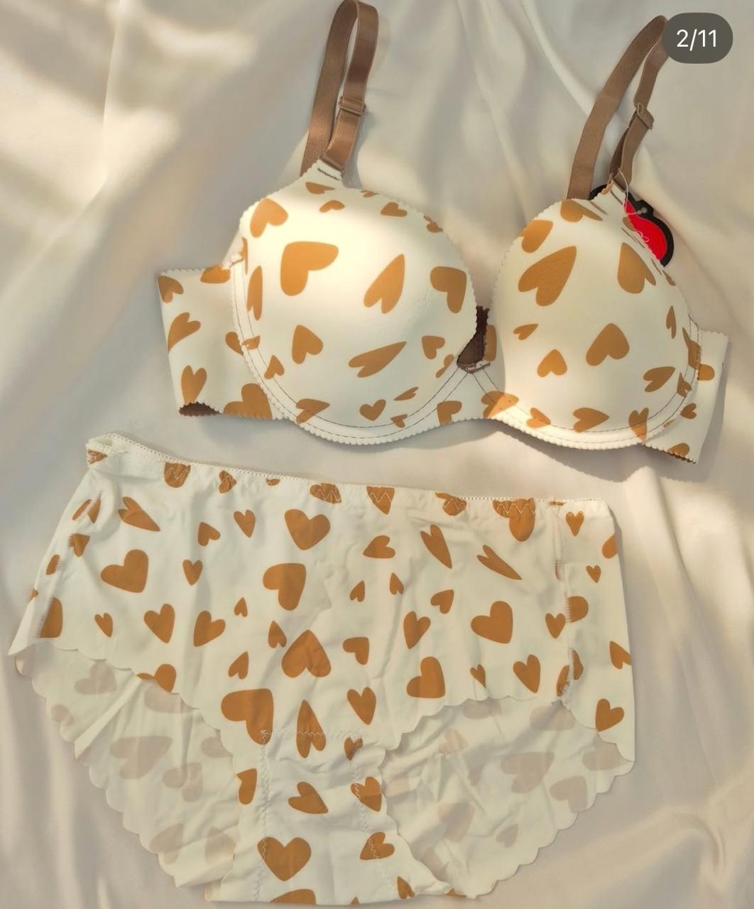 Vloura Women’s Heart Print Bra & Panty Set