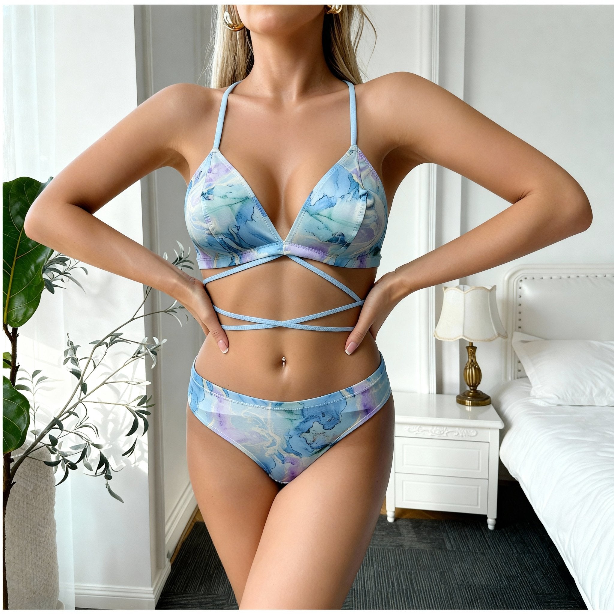 Vloura Women’s Marble Print Bikini Set