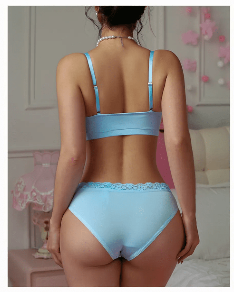 Vloura Women’s Sky Blue Seamless Bra & Panty Set
